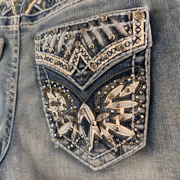 Telepatia Jean Shorts Embellished Pockets Embroidered Bling y2k western boho 5 - Picture 6 of 7